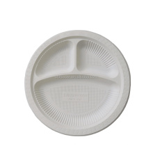 Compostable 10 inch 3-Compartment Cornstarch Round Plates